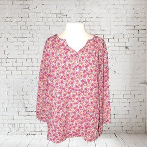 St. John's Bay Floral Print Boho V-Neck Blouse